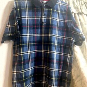 Vintage Chaps Ralph Lauren Polo Shirt Logo Green Plaid Short Sleeve